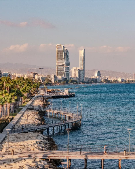 Modern seafront skyline in Cyprus